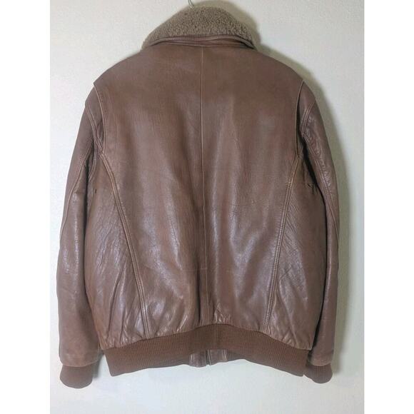 Vintage Brown Wilson's Leather Bomber Jacket with Faux Shearling Collar - XL - Picture 3 of 14